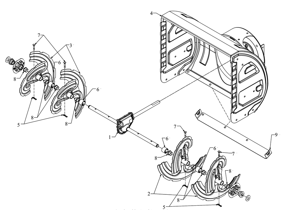 Auger Housing Diagram and Parts List for 2X24-INCH (31AM6BVRB10)(2023) Cub Cadet Snow Blower